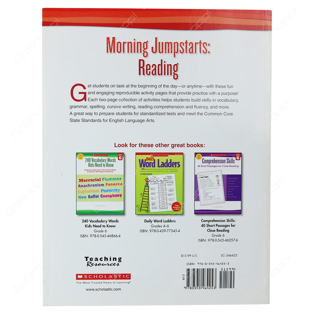 Morning Jumpstarts Reading Grade 6 By Martin Lee