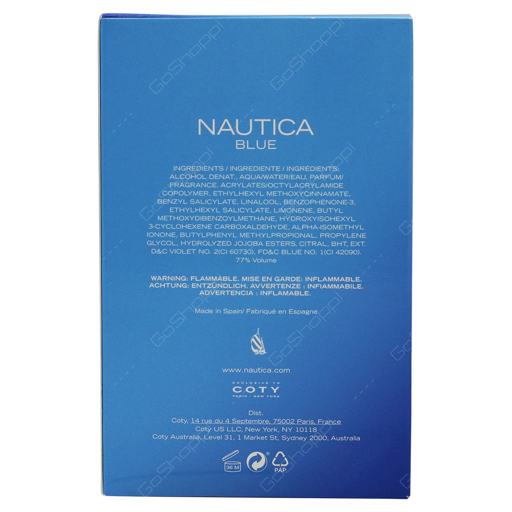 Nautica Blue For Men Eau De Toilette 100ml