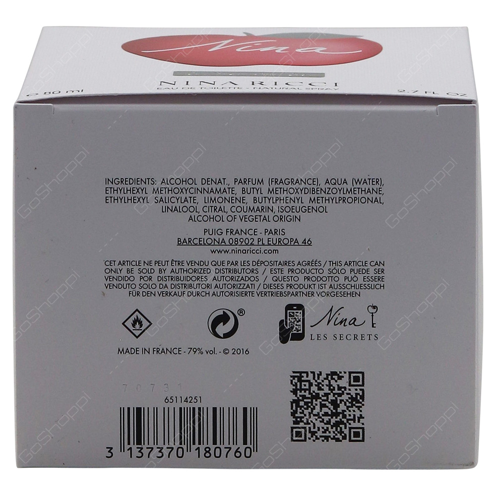 Nina Ricci Apple For Women Eau De Toilette 80ml