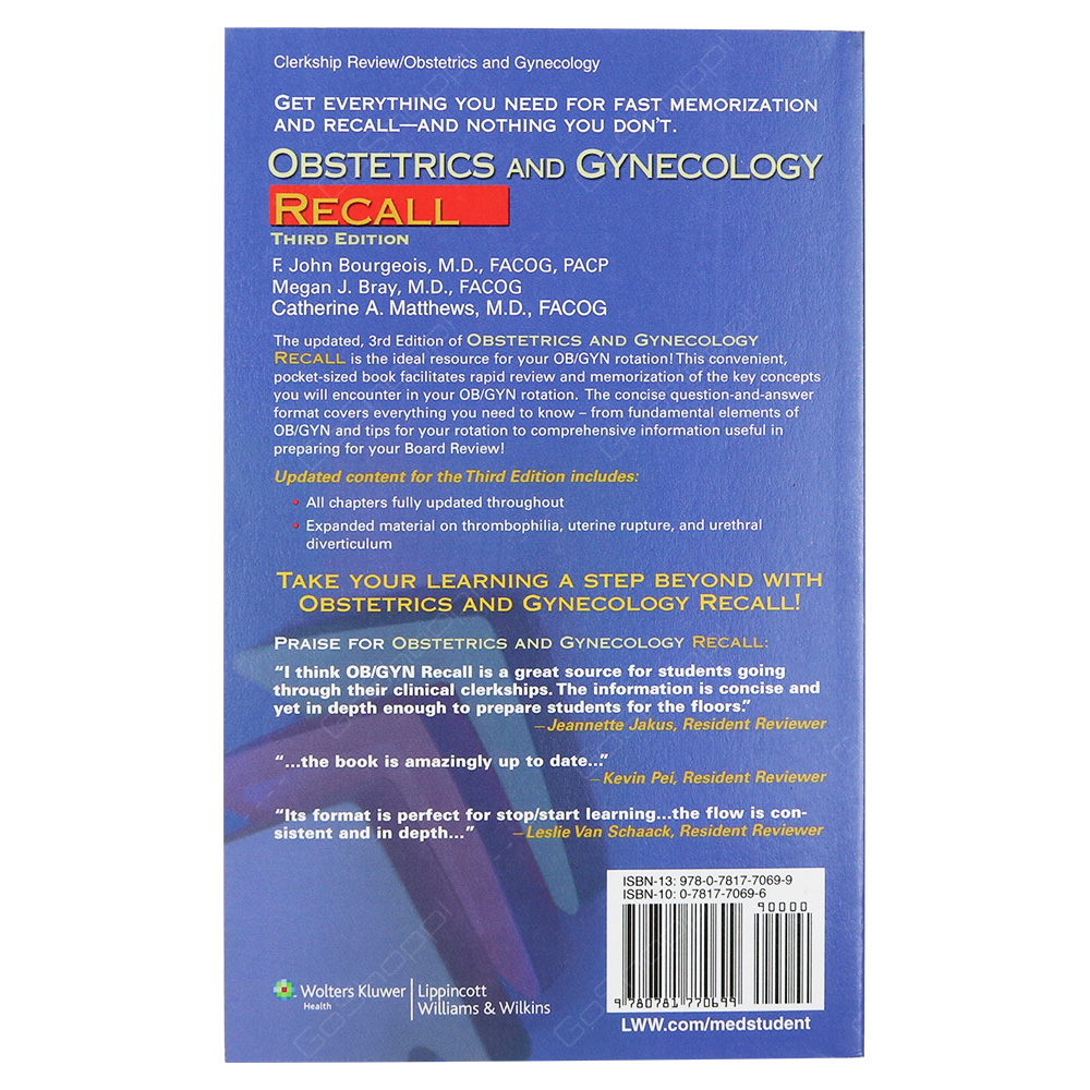 Obstetrics And Gynecology Recall Third Edition