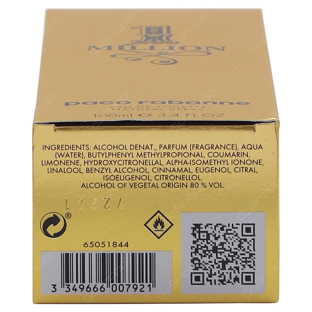 Paco Rabanne 1 Million For Men Eau De Toilette 100ml