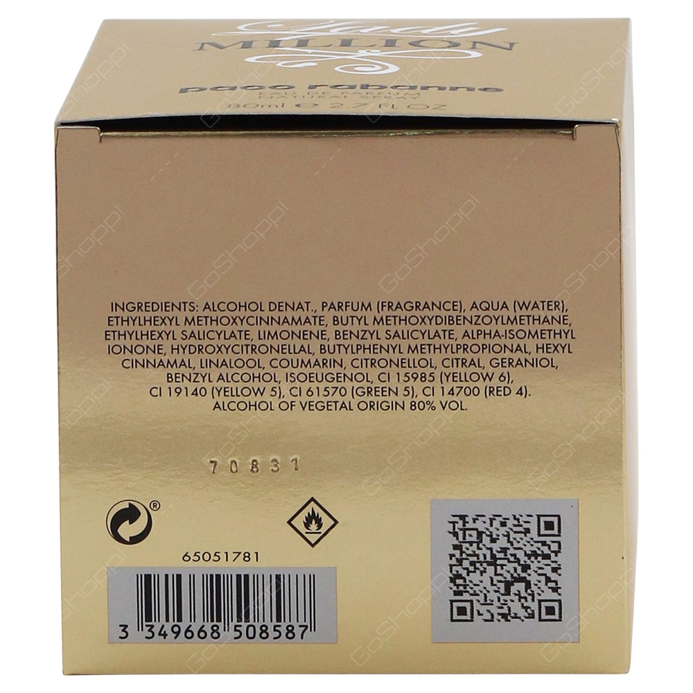 Paco Rabanne Million Lady Eau De Parfum 80ml
