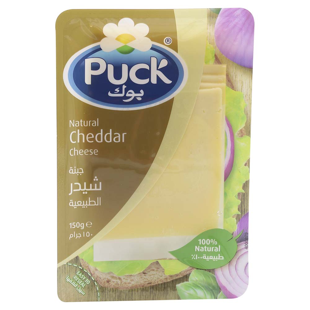 Puck Natural Cheddar Cheese Slices 150g