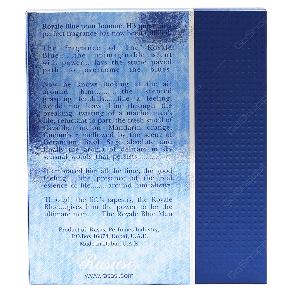 Rasasi Royale Blue Pour Homme Eau De Parfum 75ml