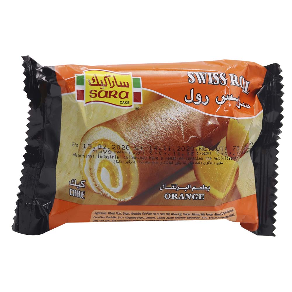 Sara Cake Swiss Roll Orange Cake 75g