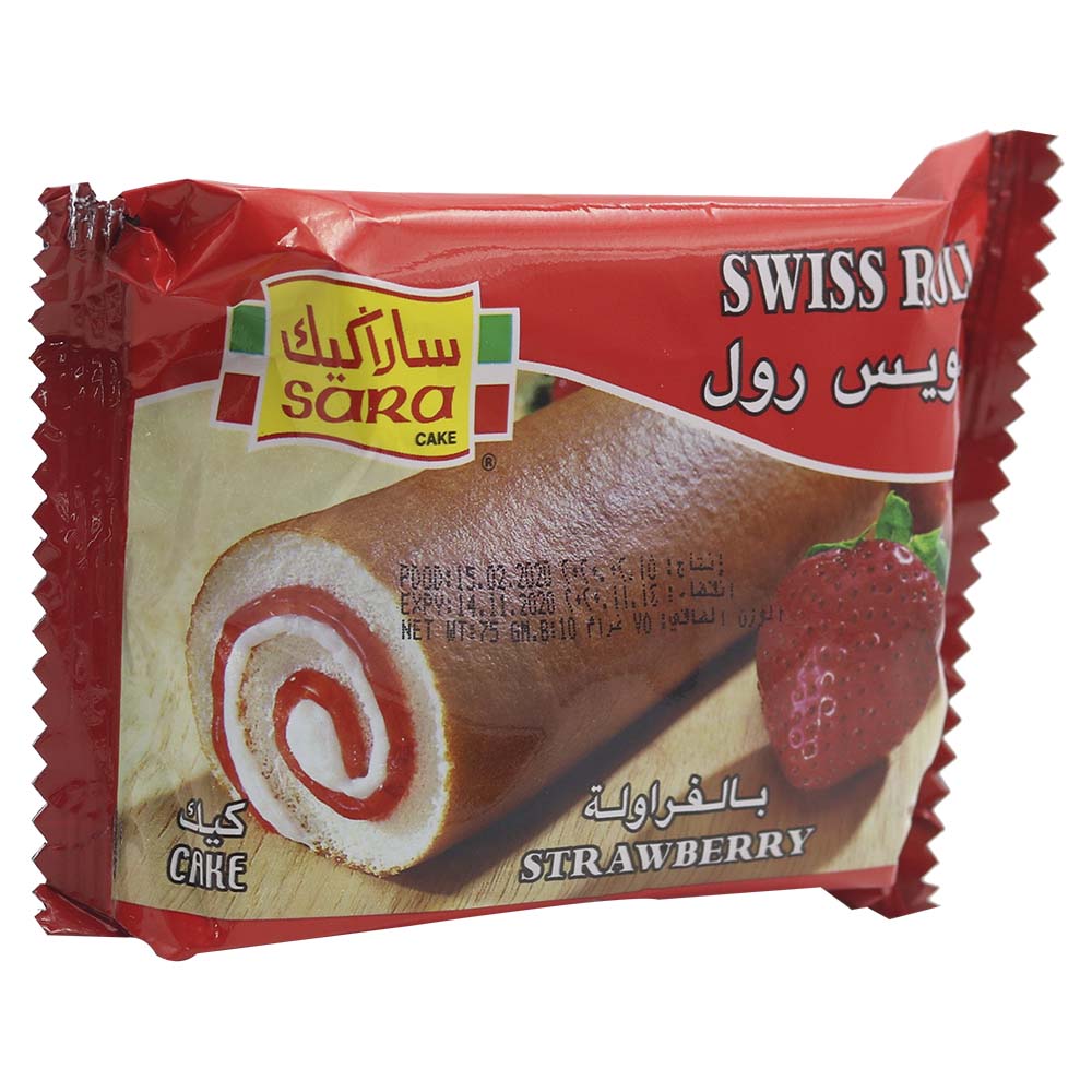 Sara Cake Swiss Roll Strawberry Cake 75g