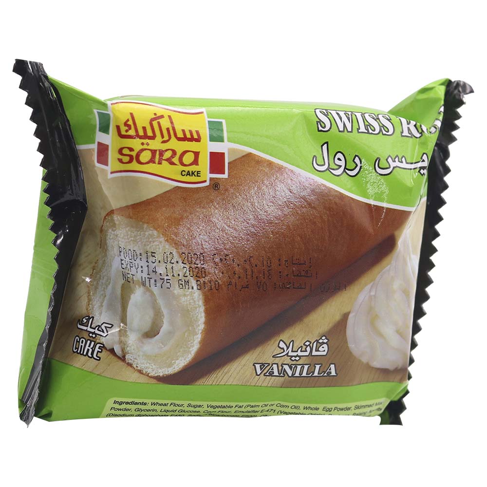Sara Cake Swiss Roll Vanilla Cake 75g