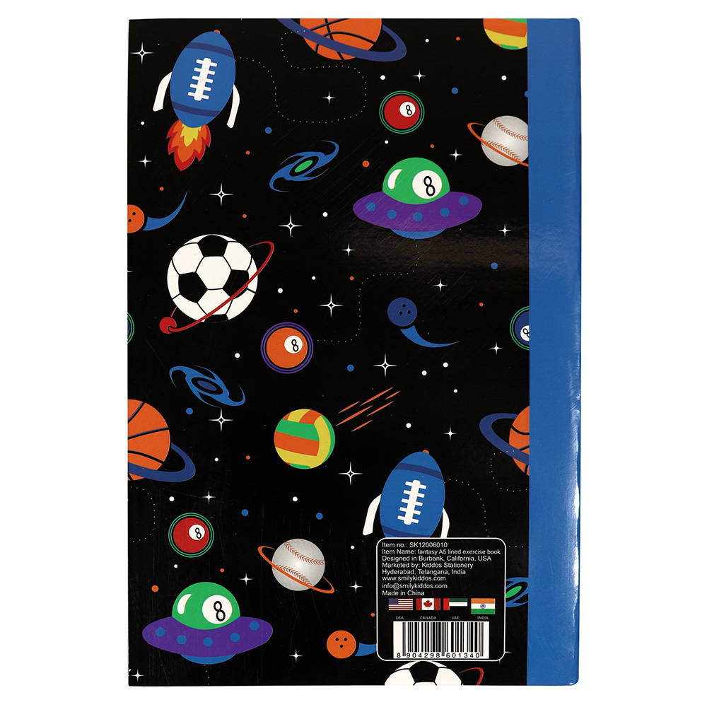 Smily A5 Lined Exercise Notebook - Black