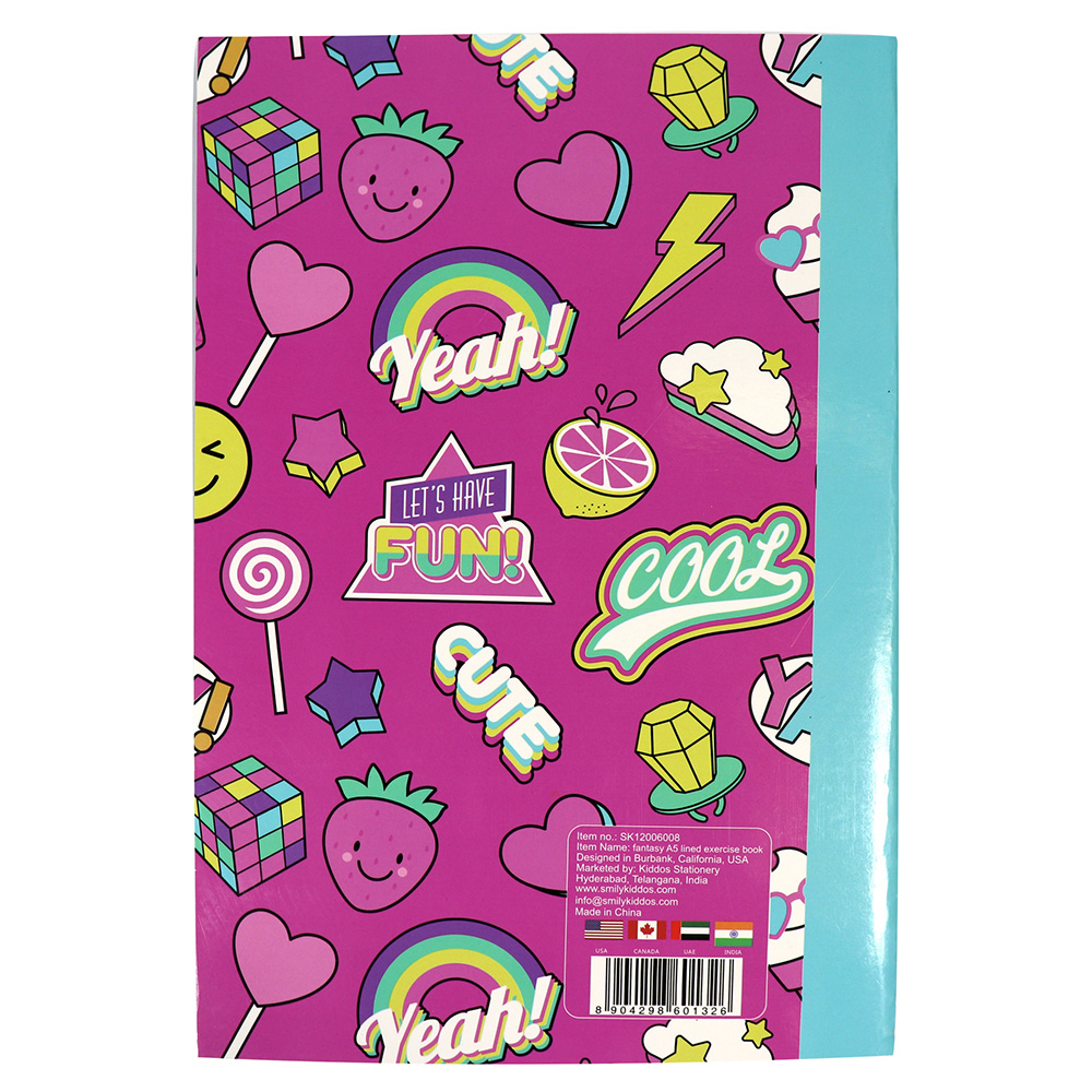 Smily A5 Lined Exercise Notebook - Pink