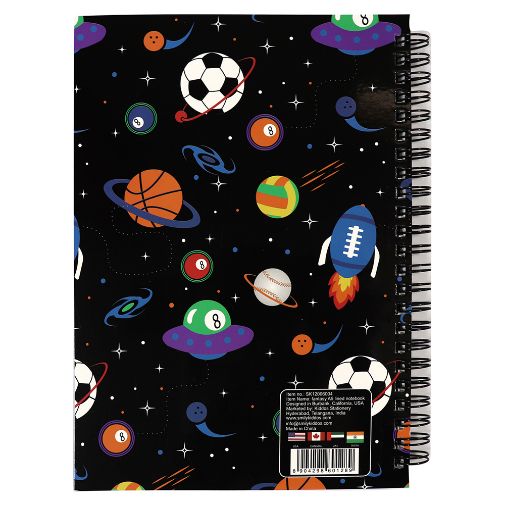 Smily A5 Lined Notebook - Black