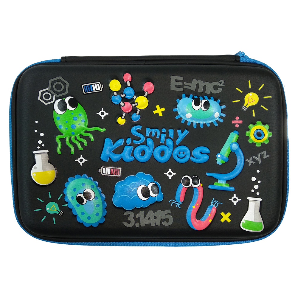 Smily Double Compartment Pencil Case - Black