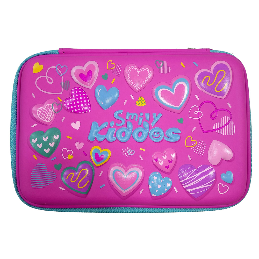 Smily Double Compartment Pencil Case - Pink