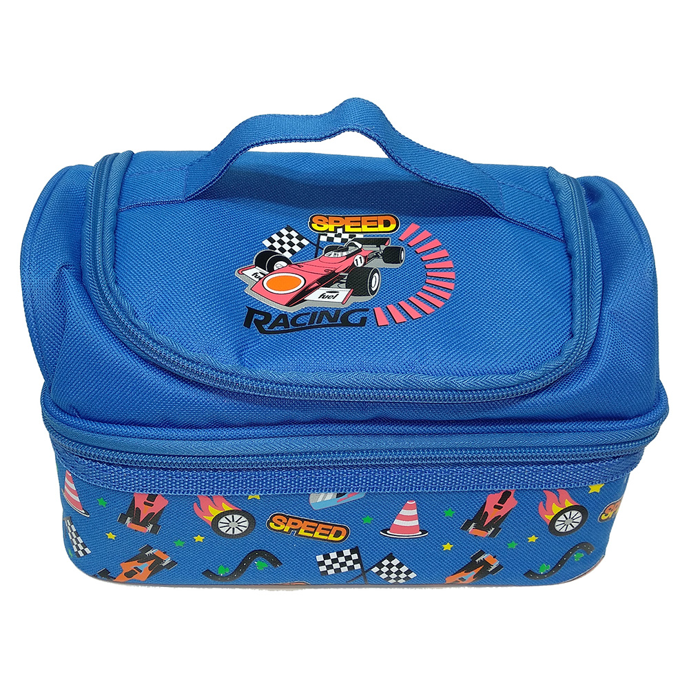 Smily Dual Slot Lunch Bag - Blue
