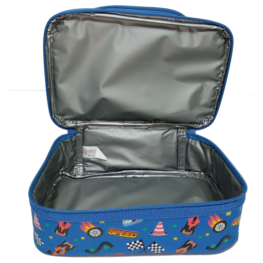 Smily Dual Slot Lunch Bag - Blue