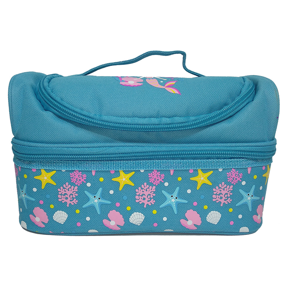 Smily Dual Slot Lunch Bag - Light Blue