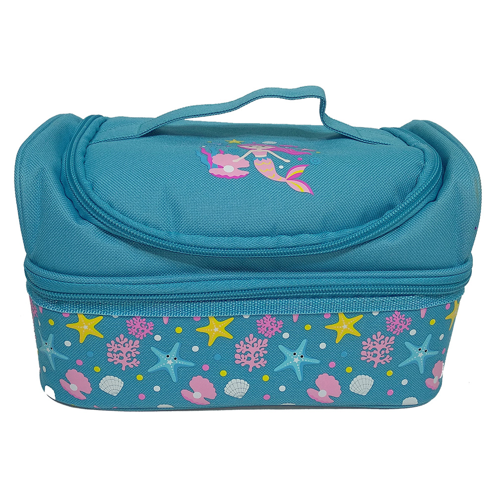 Smily Dual Slot Lunch Bag - Light Blue