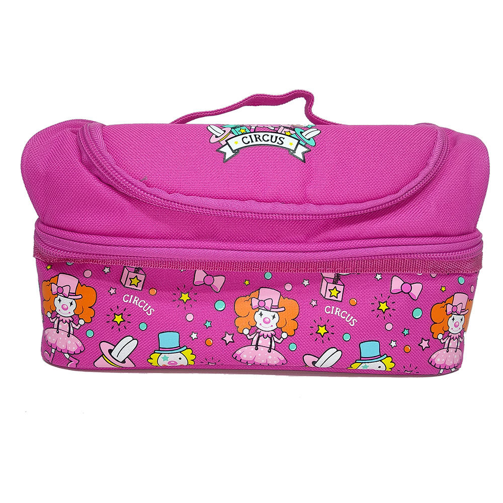 Smily Dual Slot Lunch Bag - Pink