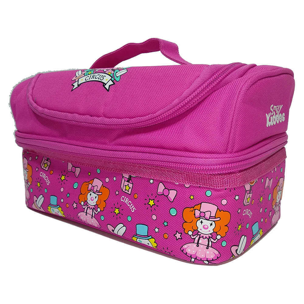Smily Dual Slot Lunch Bag - Pink