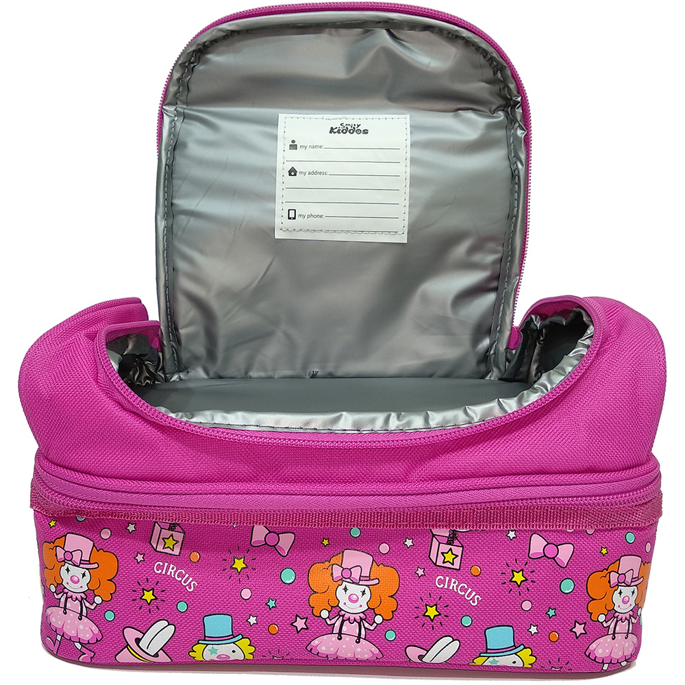 Smily Dual Slot Lunch Bag - Pink