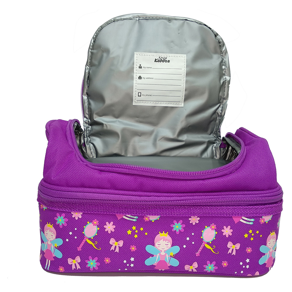 Smily Dual Slot Lunch Bag - Purple