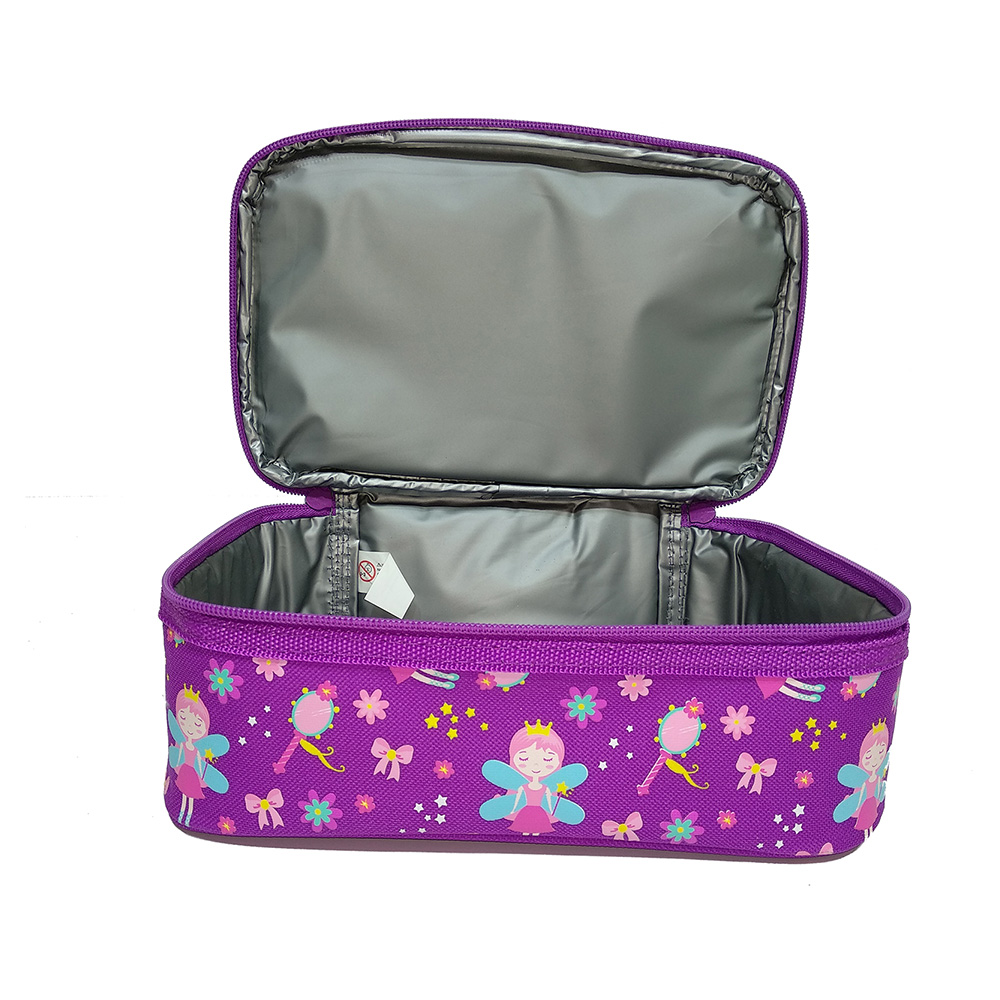 Smily Dual Slot Lunch Bag - Purple