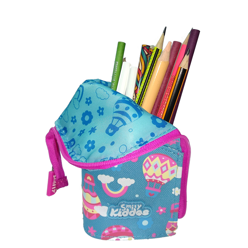 Smily Pen Holder Case - Light Blue