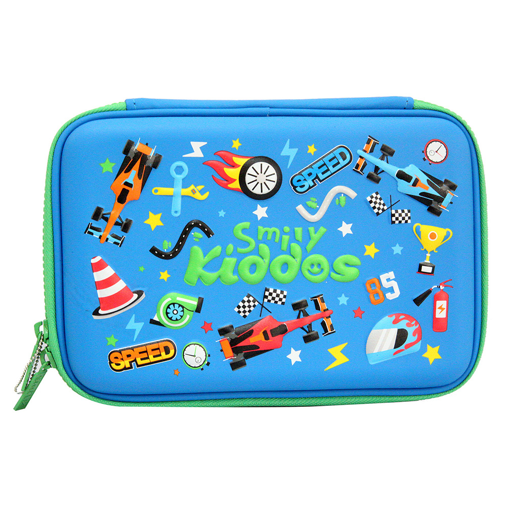 Smily Single Compartment Pencil Case - Blue
