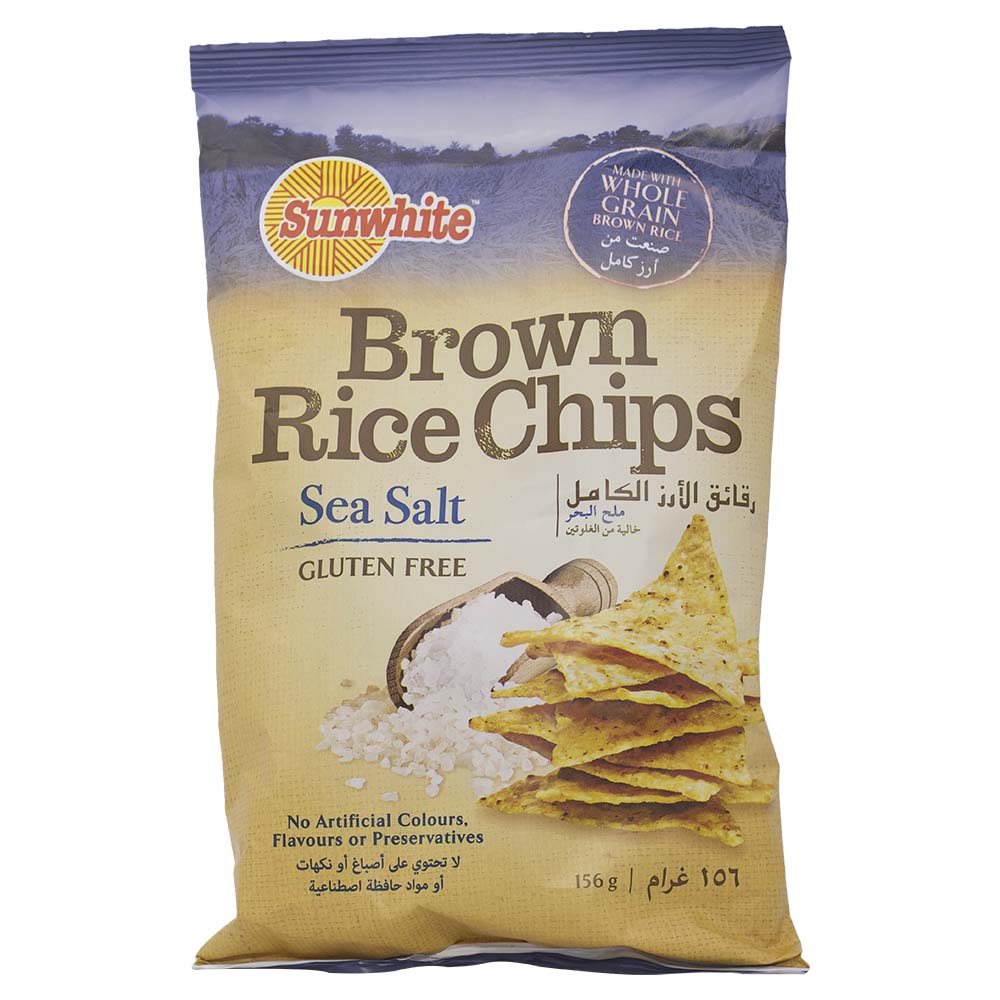 Sunwhite Brown Rice Chips Sea Salt 156g