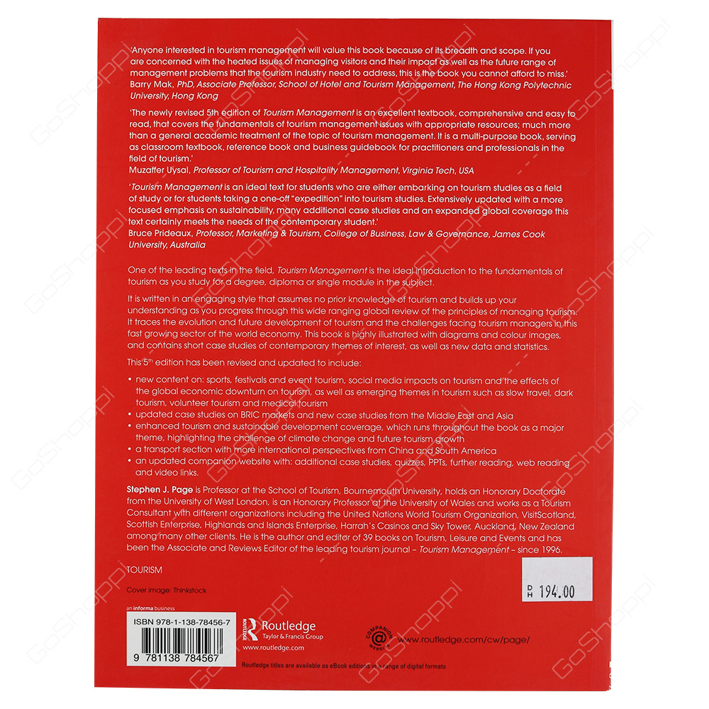 Tourism Management By Stephen J. Page