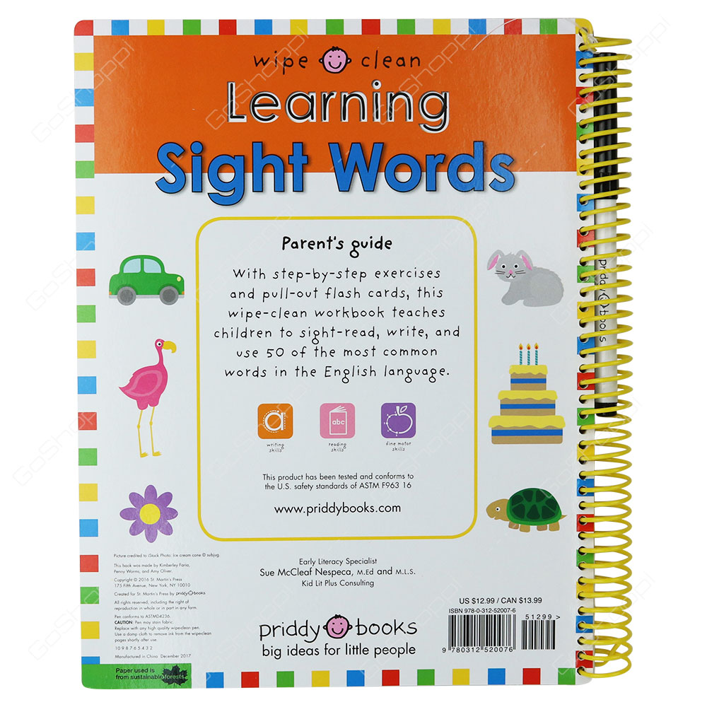Wipe Clean - Learning Sight Words By Roger Priddy