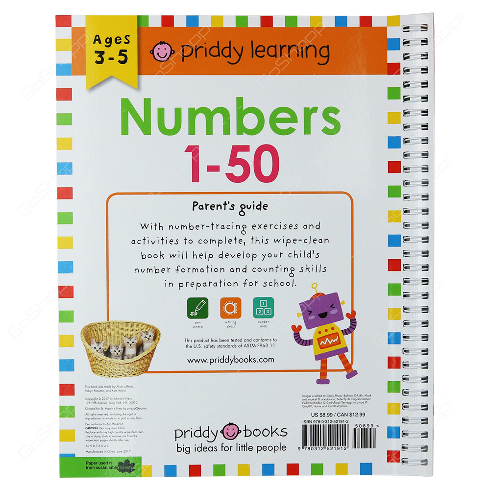 Wipe Clean Workbook - Numbers 1-50 By Roger Priddy