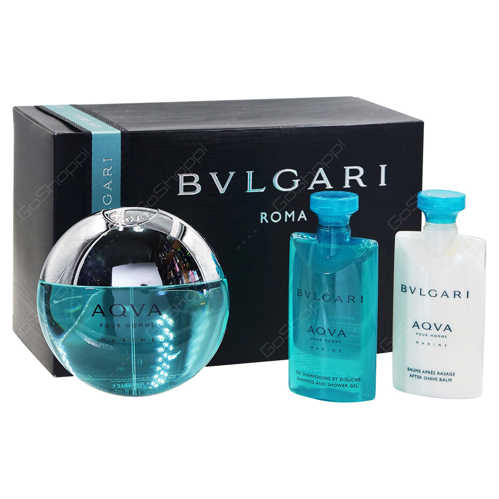 Bvlgari Aqua Marine Gift Pack For Men Eau De Toilette 100ml After Shave Balm 75ml Shampoo And Shower Gel 75ml
