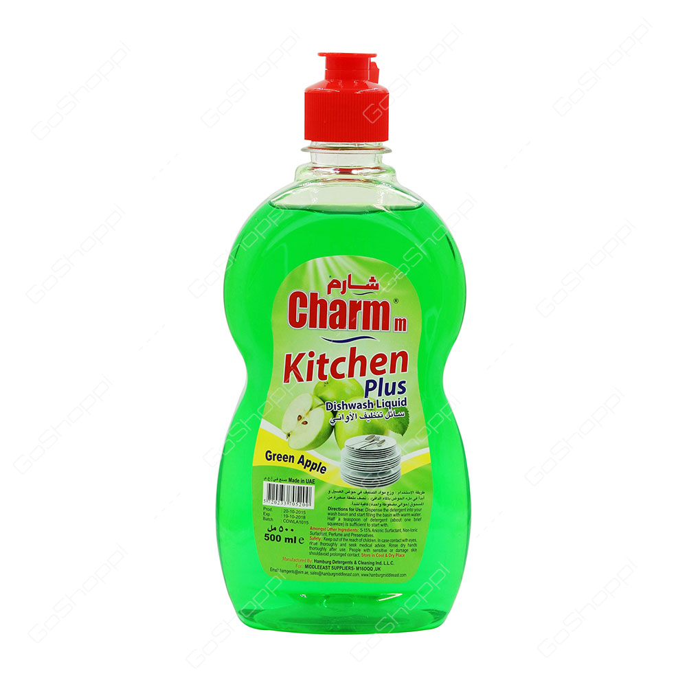 Charmm Kitchen Plus Green Apple Dishwash Liquid 500 ml