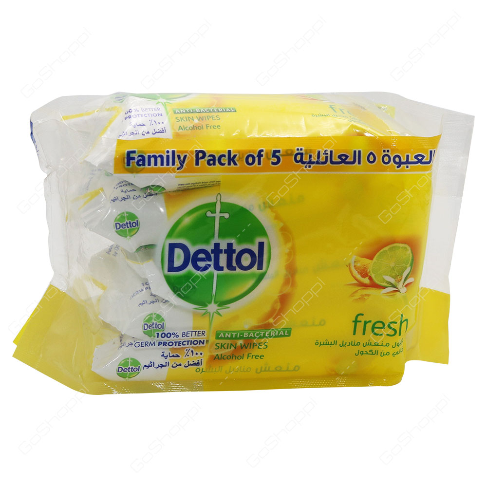Dettol Fresh Anti Bacterial Skin Wipes 5X10 Wipes