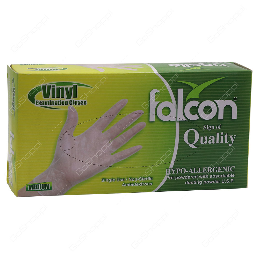 Falcon Vinyl Examination Medium Gloves 100 pcs