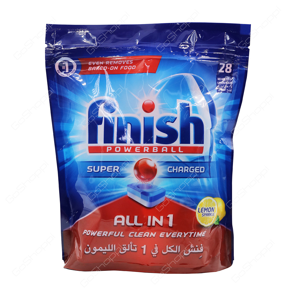 Finish Powerball Dishwasher Detergent Lemon Sparkle 28 pcs