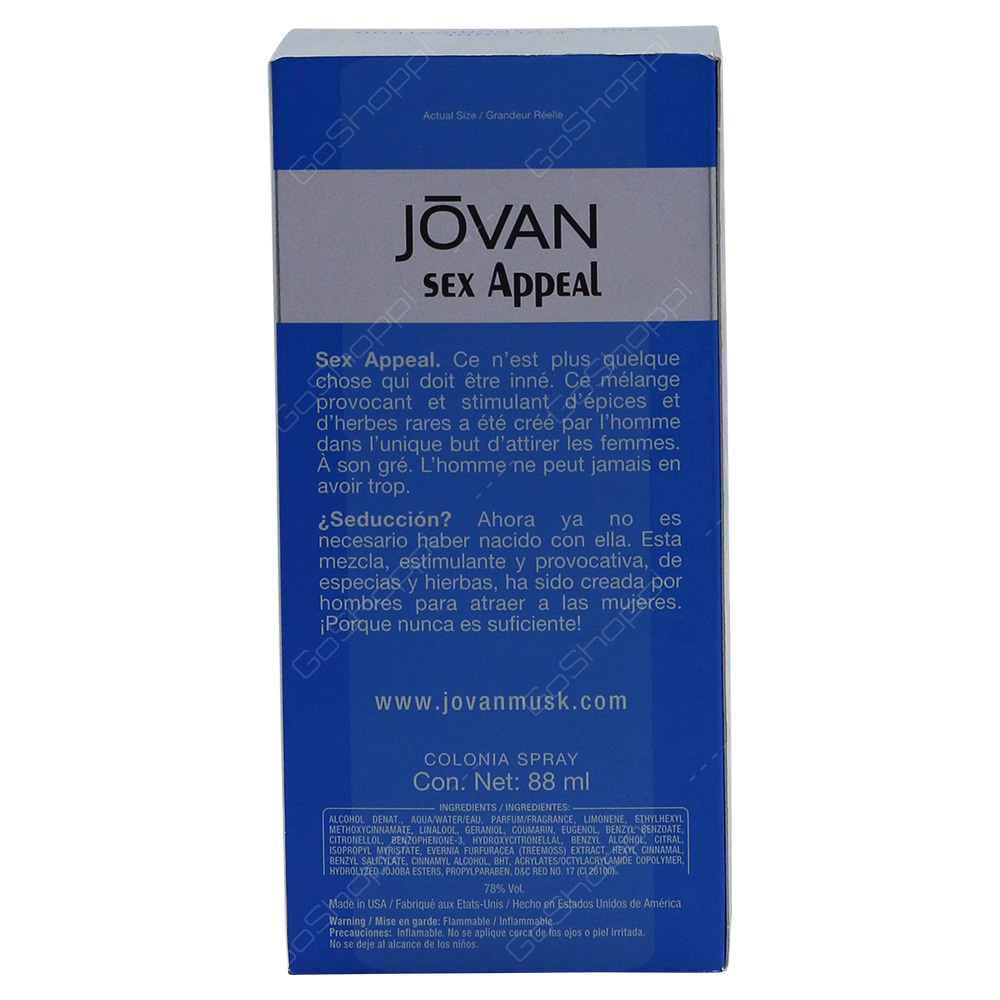 Jovan Sex Appeal Colonge Spray For Men 88ml