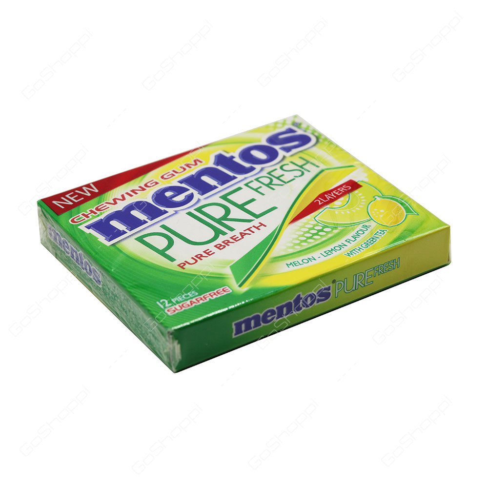 Mentos Pure Fresh Pure Breath 2 Layers Melon Lemon Flavour 12 pcs