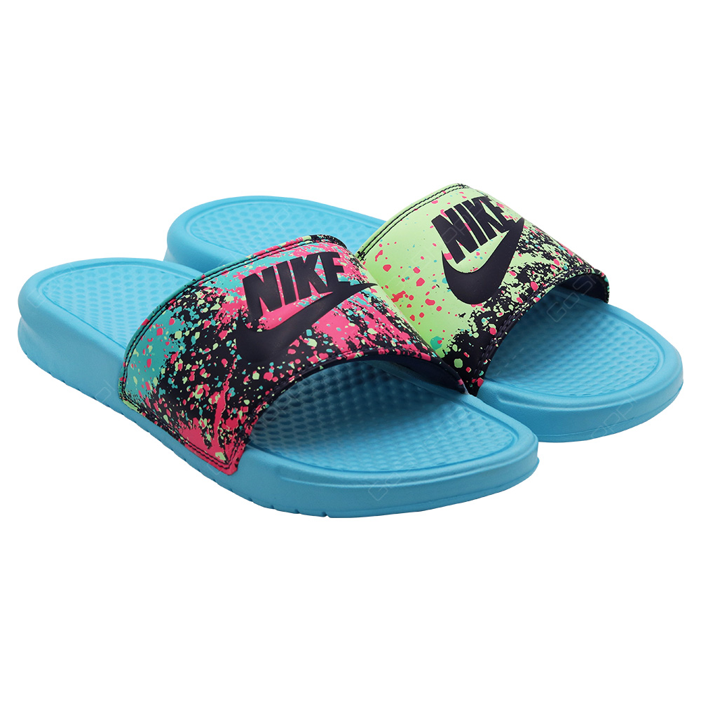 Nike Benassi JDI Print Slides For Women - Polarized Blue - Dark Raisin - 618919-402 - Buy Online