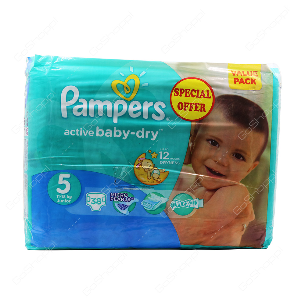 Pampers Active Baby Dry Diapers Size 5 Value Pack 38 Diapers