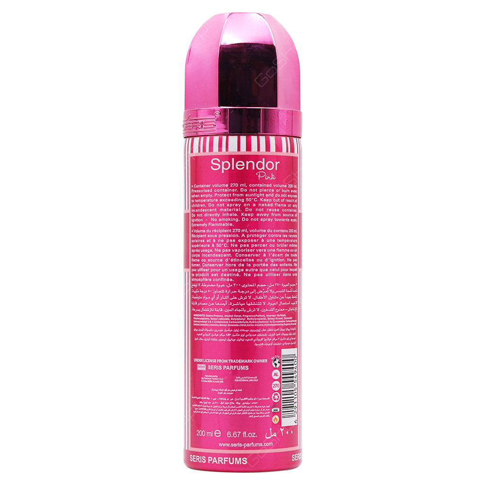 Series Splendor Pink Deodorant Body Spray For Women 200ml - Buy Online