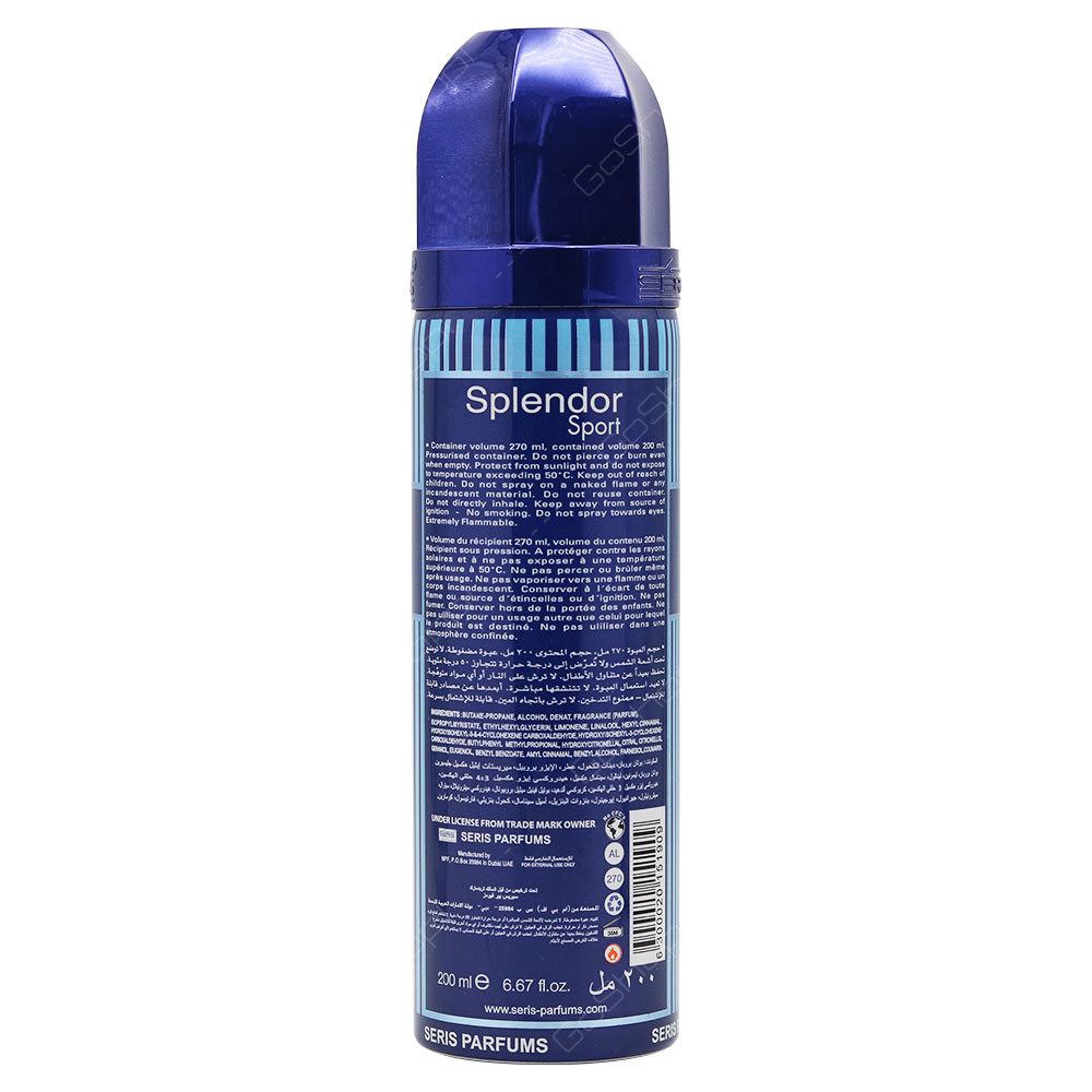 Series Splendor Sport Deodorant Body Spray For Men 200ml