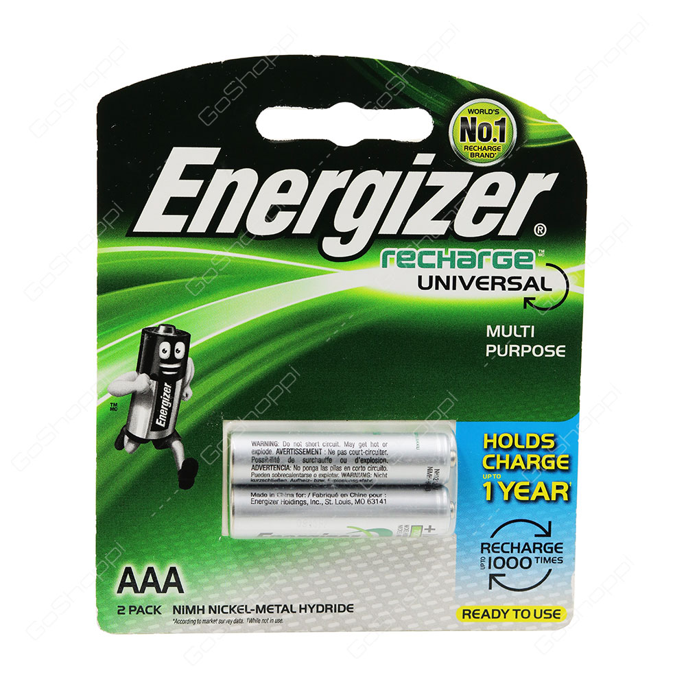 Energizer Recharge Universal Multi Purpose AAA Batteries 2 Pack